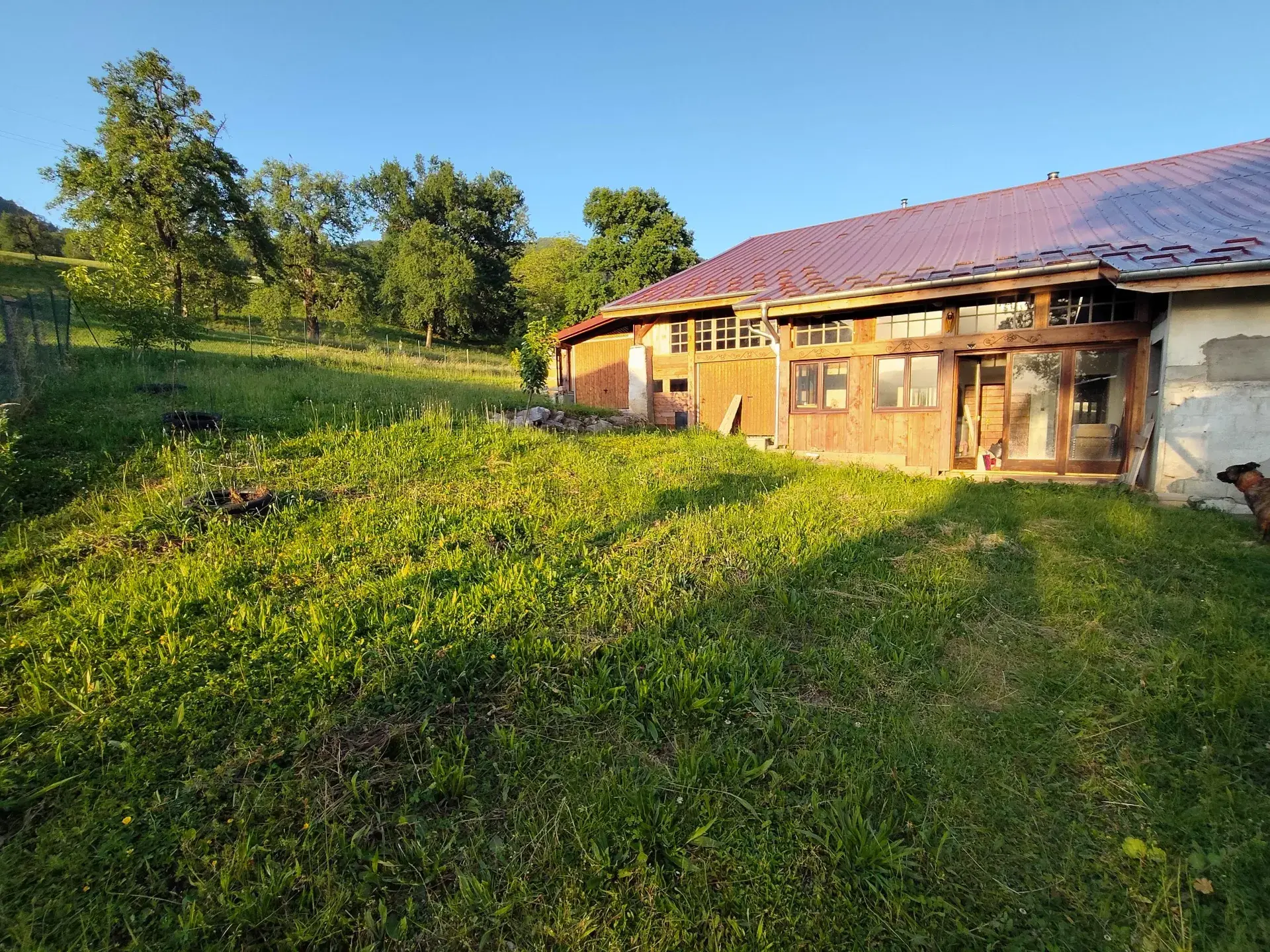Grand jardin privatif clôturé pour chien avec vue montagne